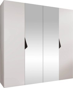 Kledingkast Hartford 625, Zwart, Wit, 202x200x52cm, 135.3 kg, Kledingkast deuren: Met scharnieren