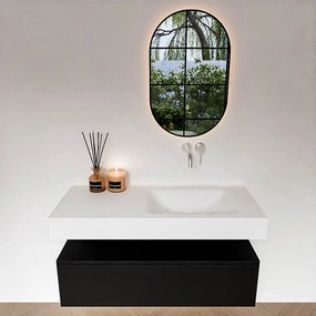 Zaro Alan badmeubel 110cm urban 1 lade met vrijhangende wastafel cloud rechts zonder kraangat talc