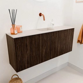 Mondiaz Joya DLux 100cm toiletmeubel walnut met wastafel faye midden zonder kraangat meli