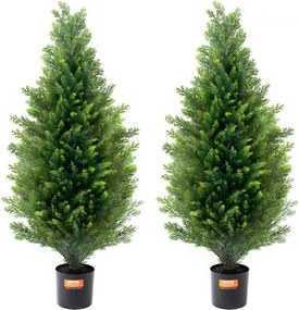 VEVOR Kunstmatige Topiary Cederboom, 91,4 cm hoog (2 stuks), met extra bladeren en pot, Kunstmatige groenblijvende dennen- en cipressenplant, UV-beschermde kunstmatige groenvoorzieningsset
