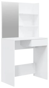 vidaXL Kaptafel met spiegel 74,5x40x141 cm hoogglans wit