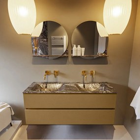 Mondiaz Vica DLux badmeubel 130cm oro 2 lades met wastafel lava dubbel zonder kraangat