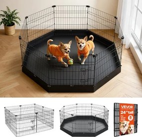 VEVOR Puppyren, Puppyhek, 61 cm, 8-delige set met vloermat, Speelplek voor kleine honden, katten en andere kleine dieren, Opvouwbaar, Veelzijdig te gebruiken dankzij de verschillende vormen