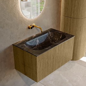 Mondiaz Kurve-dlux 80cm badmeubel dusk met 1 lade en wastafel big small midden zonder kraangat lava