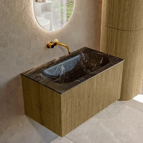Mondiaz Kurve-dlux 80cm badmeubel dusk met 1 lade en wastafel big small midden zonder kraangat lava