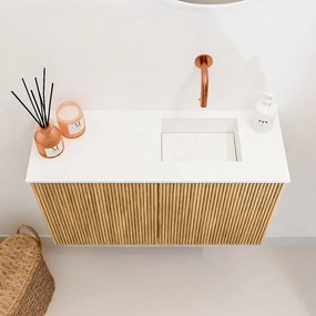 Mondiaz Joya 70cm toiletmeubel oak met wastafel faye rechts zonder kraangat talc