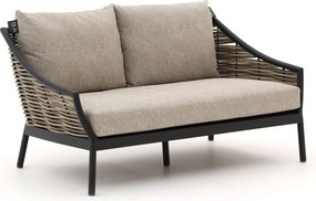 Loungebank Tuin Apple Bee | Wicker (vlechtwerk) | 2 personen | Tuinbank Grijs/Beige/Zwart | 145cm | Incl. kussens | Kees Smit Tuinmeubelen