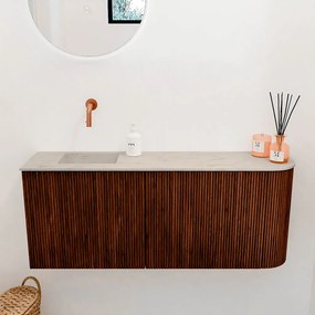 Mondiaz Joya DLux 100cm toiletmeubel ronding rechts ruby met wastafel faye links zonder kraangat opalo