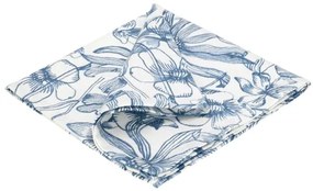 Servet, bio-katoen, blauwe bloem, 40 x 40 cm