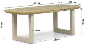 Dining Tuintafel rechthoekig 240 x 100 cm Aluminium/Teak Taupe Falcon/Talai