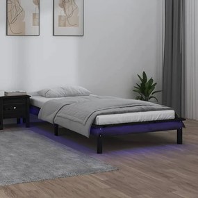 vidaXL Bedframe LED massief hout zwart 90x190 cm 3FT Single