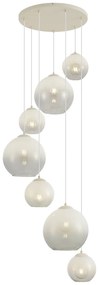 Art Deco hanglamp beige met wit glas 7-lichts - Sandra