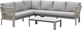 Veneto hoek loungeset 3 delig aluminium latte zand rope
