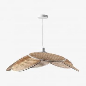 Okai Pure Hanglamp Van Rotan Wit – Natuurlijk Hout & Ø100 Cm - Sklum