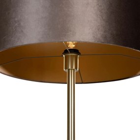 Vloerlamp messing met velours kap bruin 40cm - Simplo Klassiek / Antiek, Modern E27 rond Binnenverlichting Lamp