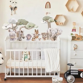 INSPIO Muurstickers boven het babybedje – Kleine safari dieren