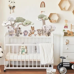 INSPIO Muurstickers boven het babybedje – Kleine safari dieren