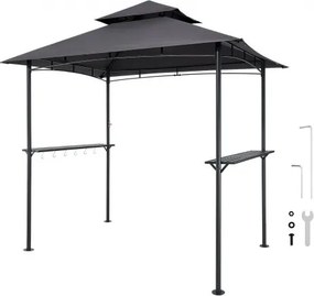 VEVOR Grillpaviljoen, 2430x1500x500 mm, Grilloverkapping voor buitenbarbecues, 2-laags BBQ-paviljoen, Tuinpaviljoen met dubbel dak voor 2-4 personen, Ideaal voor terras, achtertuin en tuin