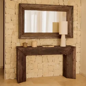 Juvira Halmeubelset Met Spiegel Van Gerecycled Hout Donker Hout - Sklum