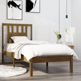 vidaXL Bedframe massief hout honingbruin 75x190 cm 2FT6 Small Single