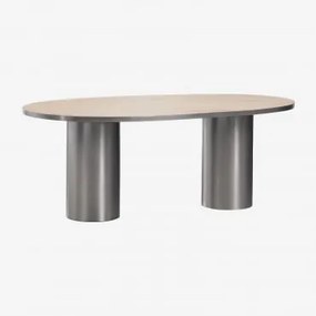 Ovalen Eettafel 220x110 Cm Van Natuursteen En Roestvrij Staal Fertrix Travertijn - Sklum