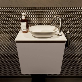 Mondiaz Fowy toiletmeubel 50cm smoke met witte waskom rechts en kraangat