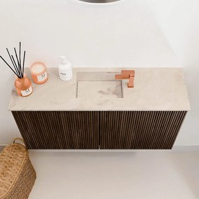 Mondiaz Joya DLux 80cm toiletmeubel walnut met wastafel faye midden 1 kraangat frappe