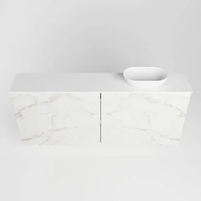 Mondiaz Fowy toiletmeubel 120cm Carrara met witte waskom rechts en kraangat