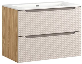 Comad Luxor Beige badmeubel 80cm met 2 lades en wastafel wit glans