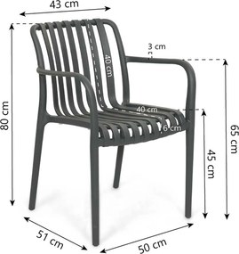 Tuinstoel Kunststof Grijs-antraciet Domani Furniture Alba   antracite