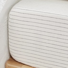 Hoeslaken in gewassen linnen, gestreept, omslag 35 cm, Linot