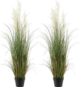 VEVOR Kunstgras Plant, 2-Pack 1194 mm Rietgras in Pot, PVC Kunstgroen, Grasstruik, Struikplant voor Binnen & Buiten, Huis, Tuin, Kantoor, Kamerdecoratie, Housewarming Party, Groen