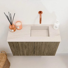 Mondiaz Joya DLux 60cm toiletmeubel dusk met wastafel faye rechts zonder kraangat meli