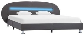 vidaXL Bedframe met LED kunstleer grijs 180x200 cm