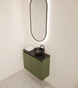 Gliss Design Echo toiletmeubel 60cm olijfgroen met toppaneel zwart mat