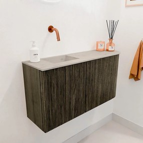 Mondiaz Joya DLux 80cm toiletmeubel ronding rechts shadow met wastafel faye links zonder kraangat opalo