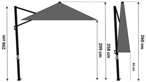 Zweefparasol  3x3m S1 (excl. voet) Taupe-naturel-bruin Camello Diego