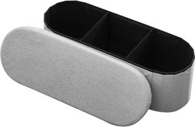 VEVOR Opvouwbare voetenbank met opbergruimte (ovaal), opvouwbare gestoffeerde zitkruk, draagvermogen tot 299,37 kg, 11 x 38 x 38 cm, voetenbank voor woonkamer, slaapkamer, entree, grijs