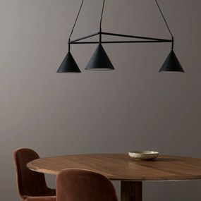 3-cone driehoekige hanglamp, Moke