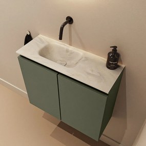 Mondiaz Ture DLux toiletmeubel 60cm army met wastafel ostra links zonder kraangat