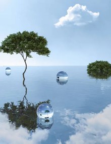 Ilustratie Unreal tree growing in water among, Tatiana Lavrova, (30 x 40 cm)