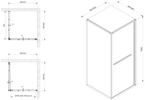 SaniGoods Harper douchecabine met schuifdeur 90x90x200cm zwart mat