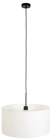 Stoffen Eettafel / Eetkamer Moderne hanglamp zwart met witte kap 50 cm - Combi 1 Modern E27 rond Binnenverlichting Lamp