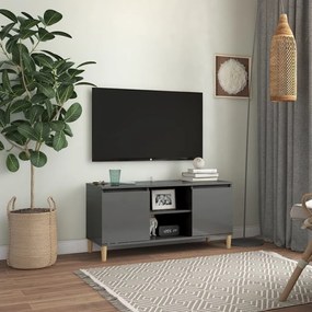 vidaXL Tv-meubel met houten poten 103,5x35x50 cm hoogglans grijs