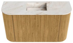 Mondiaz Joya DLux 75cm toiletmeubel ronding links/rechts oak met wastafel faye midden zonder kraangat frappe