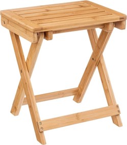 5Five Bijzettafel / Opvouwbare kruk - 39,5x33,5x44 cm - Bamboe