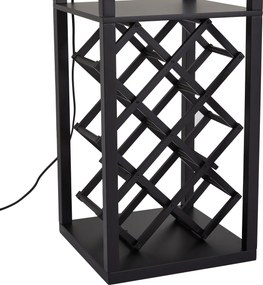 Moderne vloerlamp zwart met stoffen kap en wijnrek - Stojan Wine