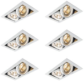 Set van 6 Inbouwspot wit AR111 verstelbaar 2-lichts - Oneon