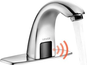 VEVOR Aanraakloze wastafelkraan (verchroomd zilver) Badkamer, Automatische wastafelkraan, kraan op batterijen met instelbare temperatuur, sensorkraan