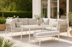 Dining Loungeset 7 personen Aluminium/rope Wit  Lifestyle Garden Furniture Boretti